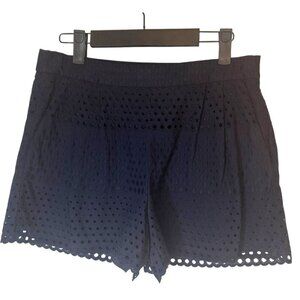 J. Crew Size 4 Navy Blue Eyelet Cotton Shorts